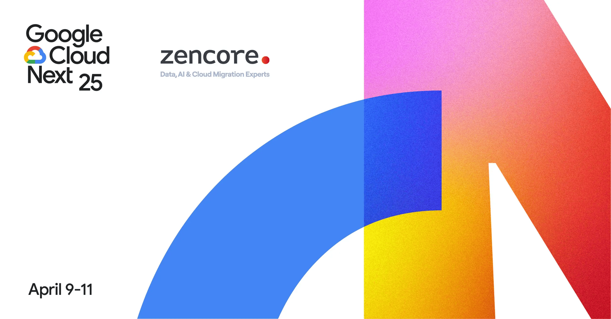 Abstract crops of shapes from the letters e and n, advertising Google Cloud Next '25.